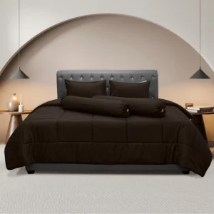 ชุดผ้าปูที่นอน ผ้าไมโครซาติน ลาย Fira สีน้ำตาลเข้มขนาด 6 ฟุต 6 ชิ้น