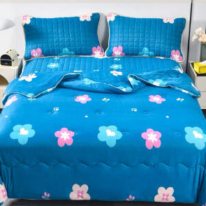 ชุดผ้าปูยางพาราเสริมไหมน้ำแข็ง นุ่ม ลื่นเย็น ขนาด 5 ฟุต ลายดอกไม้