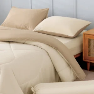 ชุดเครื่องนอนพร้อมผ้านวม 5 ชิ้น ขนาด 5 ฟุต สีเบจ