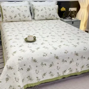 ผ้าคลุมเตียงพร้อมปลอกหมอน ขนาด 6.5 ฟุต เนื้อcotton ดูดความชื้นดูดเหงื่อได้ดี