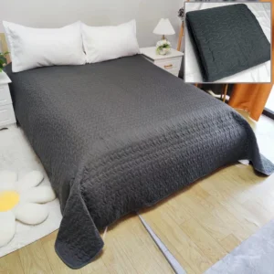 ผ้าคลุมเตียง ผ้านุ่มระบายอากาศได้ดีไม่มีปลอกหมอน สีเทาเข้ม ขนาด 7 ฟุต