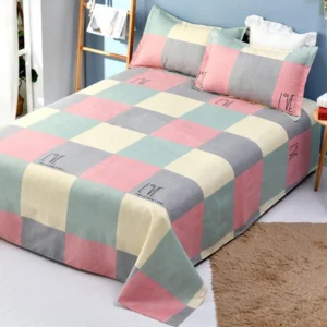 ผ้าคลุมเตียงกันฝุ่น ลายสก๊อต ขนาด 5 ฟุต ไม่มีปลอกหมอน