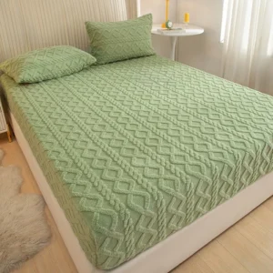 ผ้าปูที่นอนขนฟู เนื้อนุ่ม อบอุ่น สีสวยไม่หลุด ขนาด 5 ฟุต พร้อมปลอกหมอน 2 ใบ