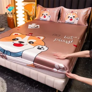 ผ้าปูที่นอนผ้าไหมน้ำแข็งลายการ์ตูน ขนาด 3 ฟุค