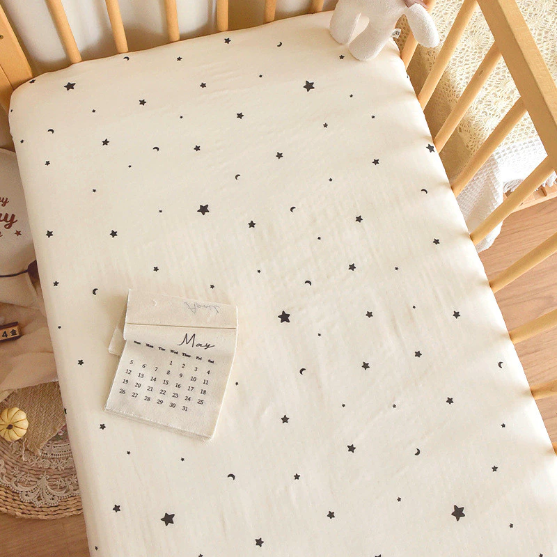 ผ้าปูที่นอนเด็กแรกเกิดผ้าฝ้ายแท้ ระบายอากาศได้ดีและดูดซับเหงื่อนุ่มและเป็นมิตรกับผิว