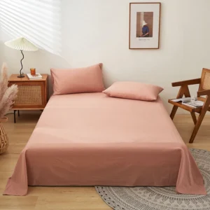 ผ้าปูเตียง พร้อมปลอกหมอน สีนู้ด ขนาด 6 ฟุต