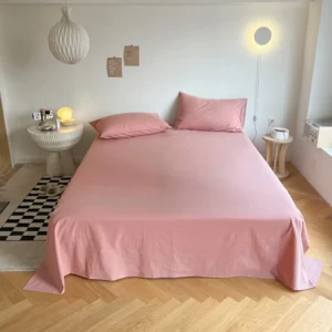 ผ้าปูเตียง ไม่รัดมุม ขายเฉพาะผ้าปู ขนาด 5 ฟุต สีชมพู