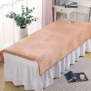 ผ้าปูเตียงสปาแบบมีรู สีพื้น นุ่ม สบาย เหมาะสำหรับร้านเสริมสวย